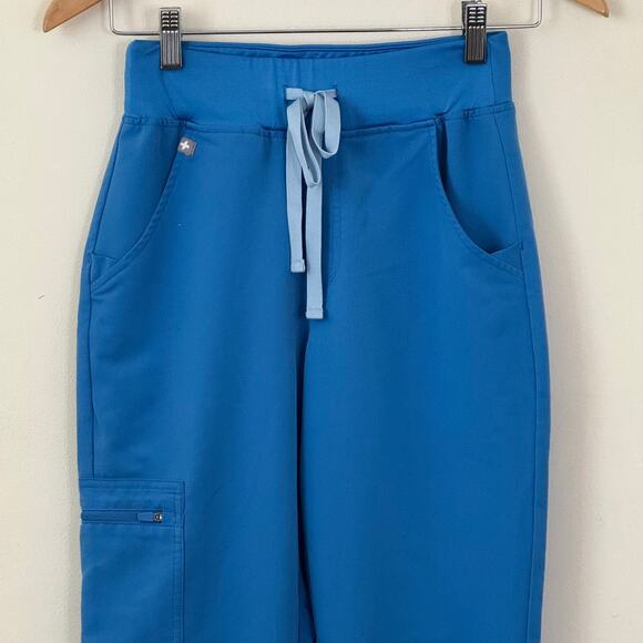 Women's FIGS Zamora High Waisted Jogger Scrub Pants in Blue w/Tie Waist Band-XXS - Picture 3 of 5